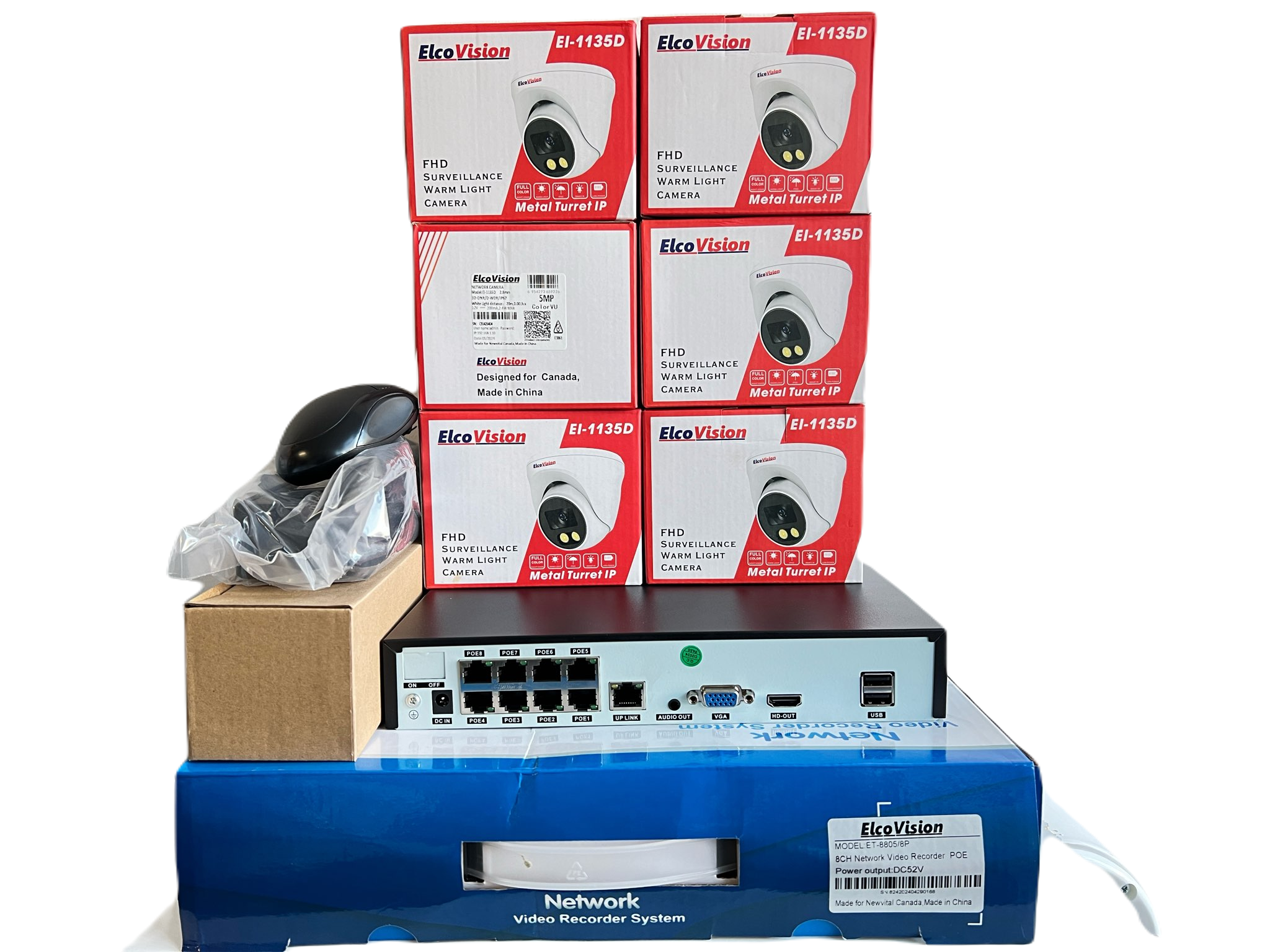 Elcovision 8channel NVR + 6 Elcovision 5mp ip cameras